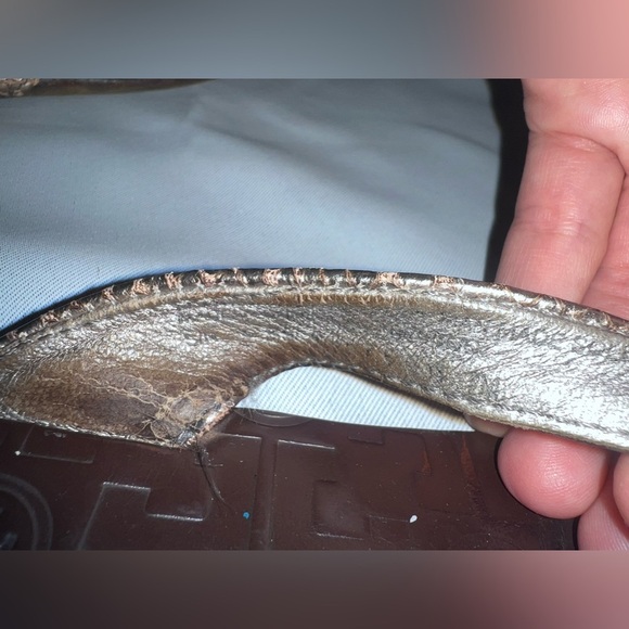 Tory Burch Metallic Grey Python Embossed Leather Thora Flat Thong Sandals Size 7 - Picture 6 of 6